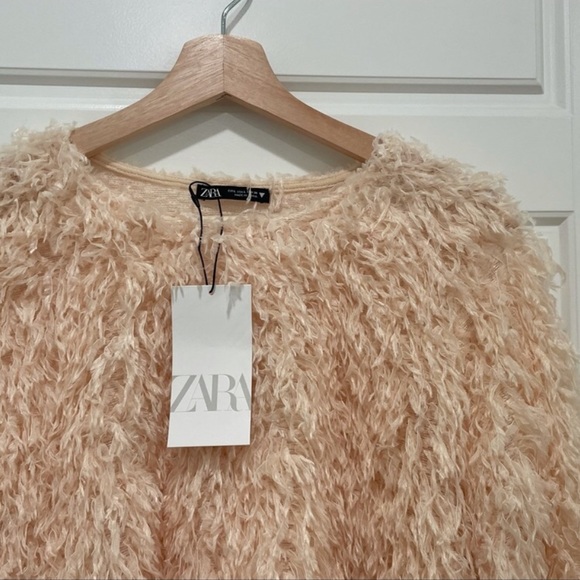 Zara Cream Feather Effect Sweatshirt Sweater Top - Picture 14 of 14